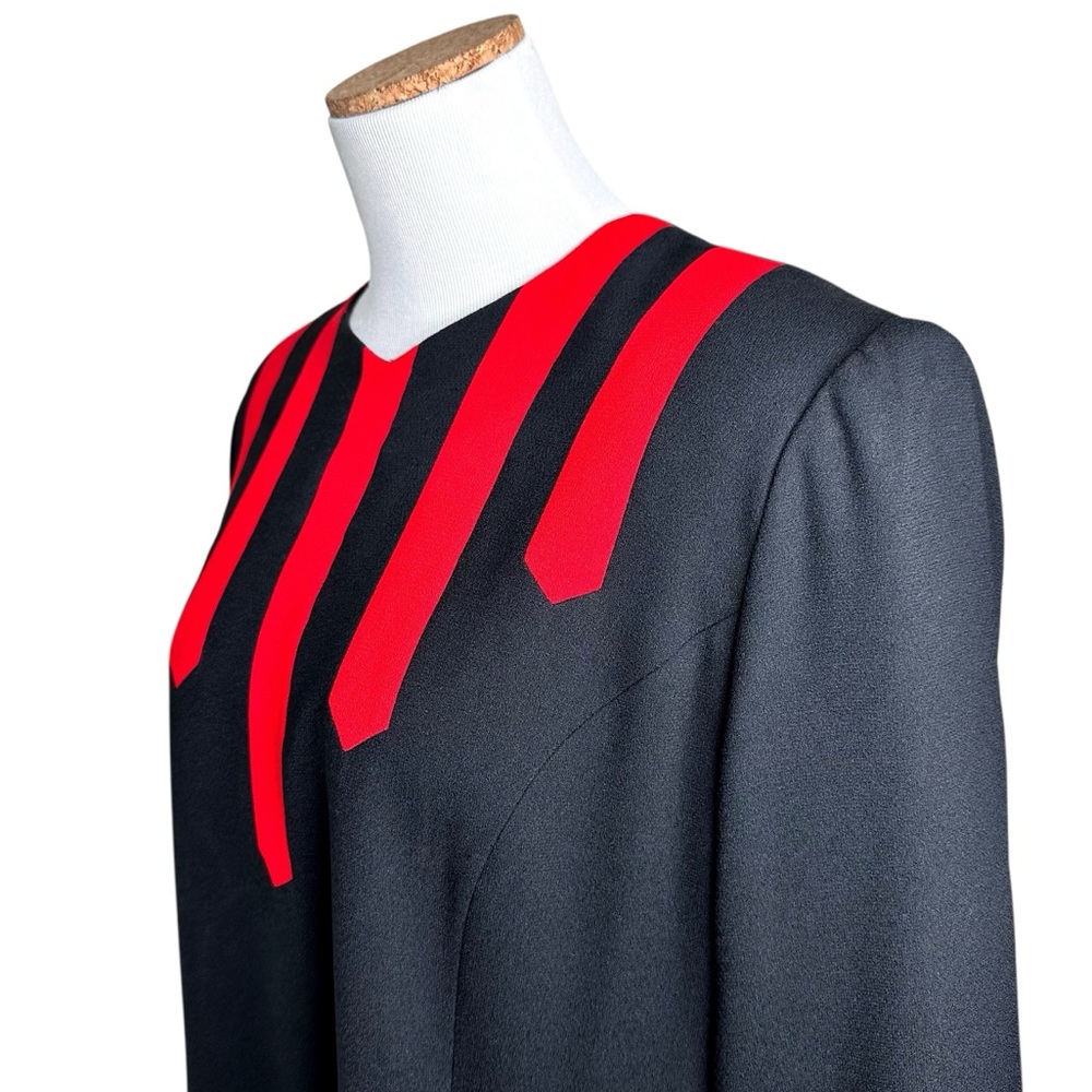 Carolina Herrera Studio Vintage 80s Dress SZ 16 Black Red - Picture 16 of 16